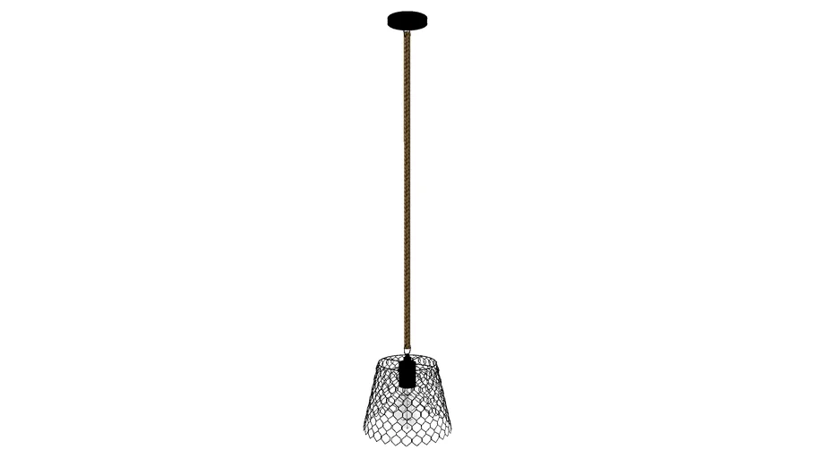 Ceiling Light of chicken wire gauze and rope