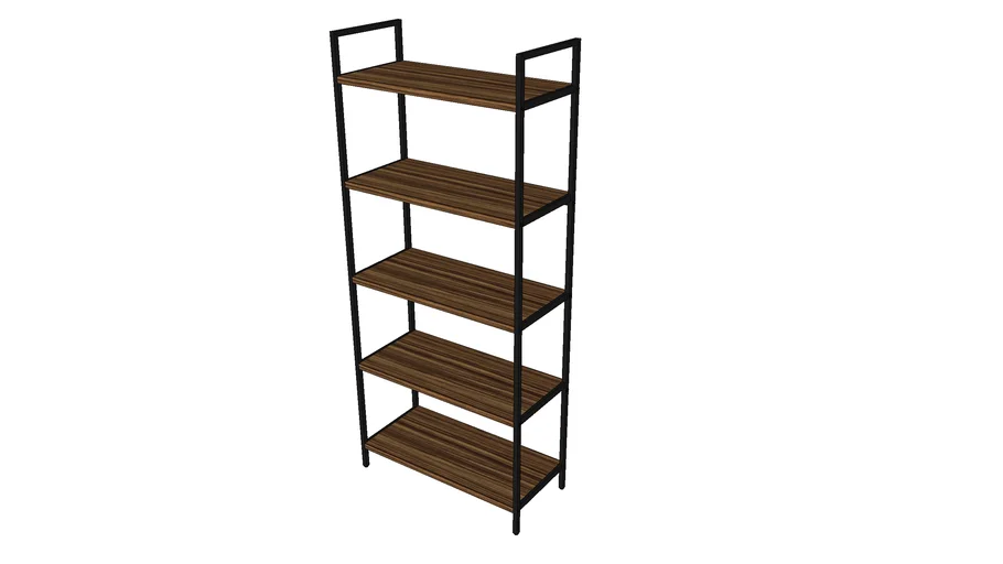 Bookshelf - Modern Metal Frame with Zebra Wood Shelves