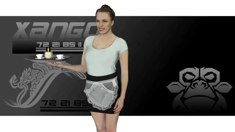 Persona mujer cafeteria mesera sirvienta - xango3d
