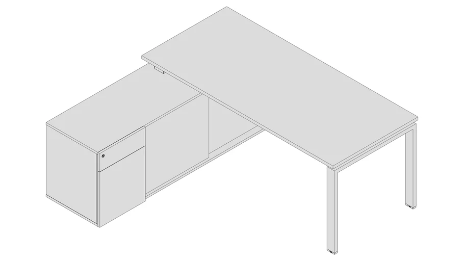 Mesa Gerente com armário credenza - PLU7367 - 1Gaveta 1Porta esq.