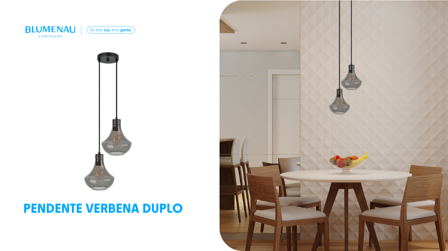 Pendente Verbena Duplo - Preto Liso - Blumenau Iluminação