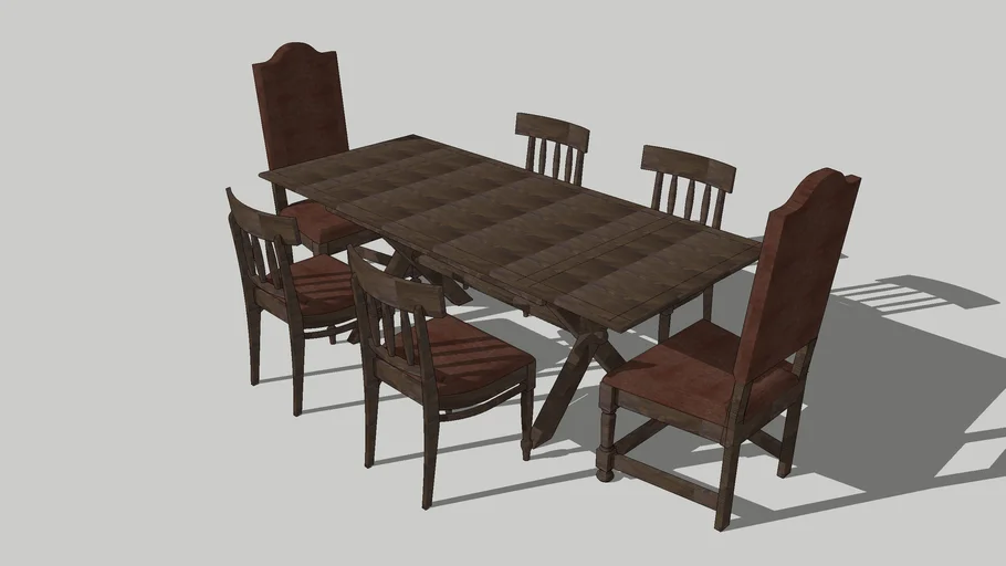 Rustic Dining Table and Chairs | 3D Warehouse
