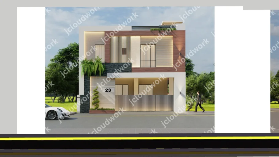 Modern House Design Elevation Ground + 1 floor JCS 14859342024 | 3D ...
