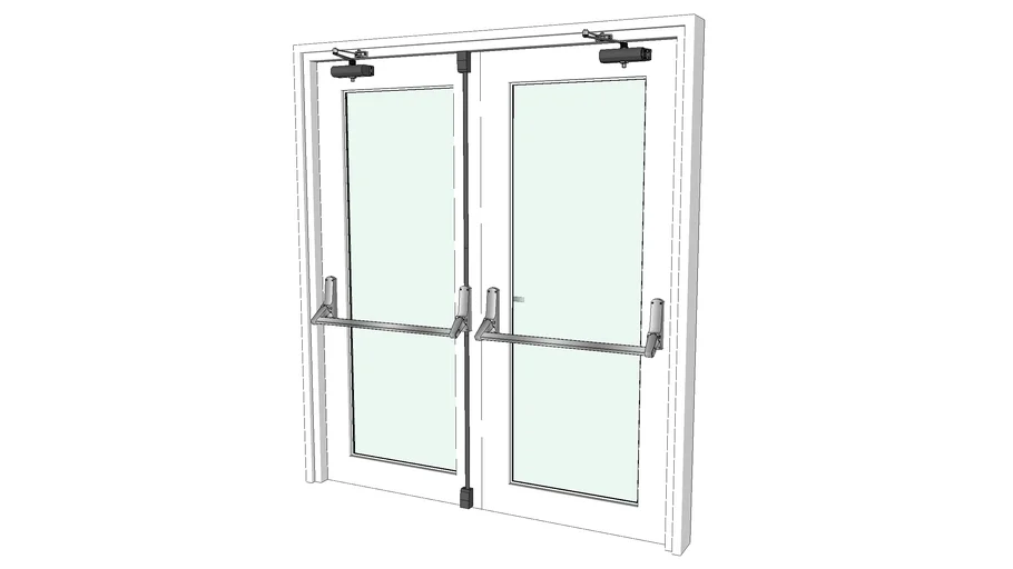 Panic bar double glass door