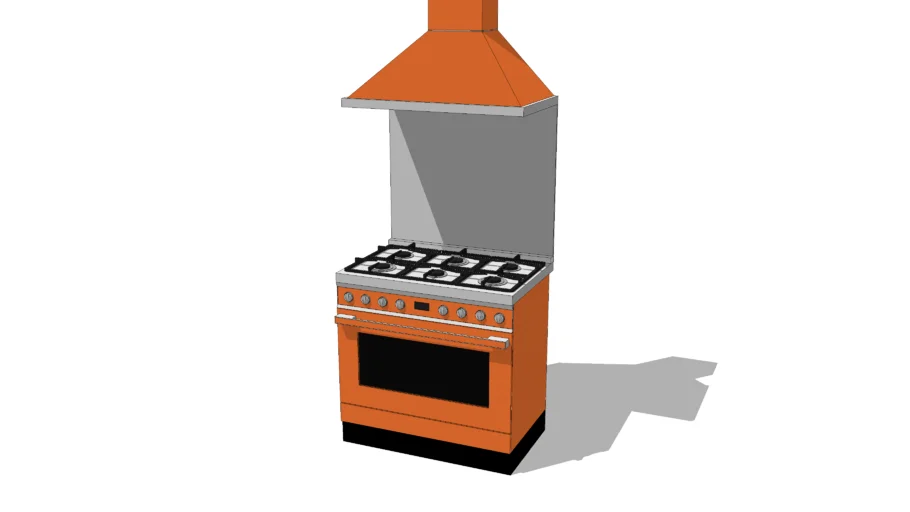 Smeg Portofino CPF9G Dual Fuel Range Orange Cooker, splashback & hood