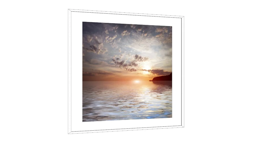 QUADRO PAISAGEM - POR DO SOL - PRAIA - ÁGUA - MAR - CÉU 