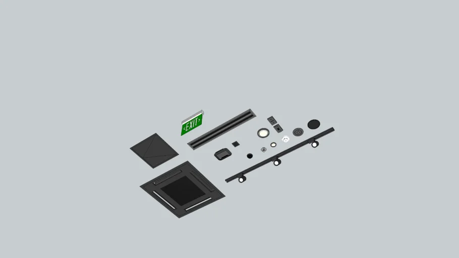 Ceiling RCP - Downlight Spotlight Smoke Detector CCTV Grill Sprinkler WiFi Access Panel Exit Speaker
