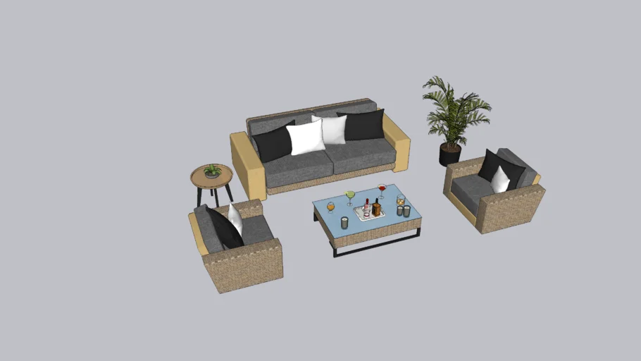 Salon jardin osier