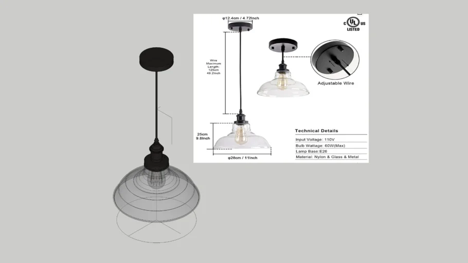 Hanging Industrial Glass Lamp / Lámpara colgante industrial Amazon