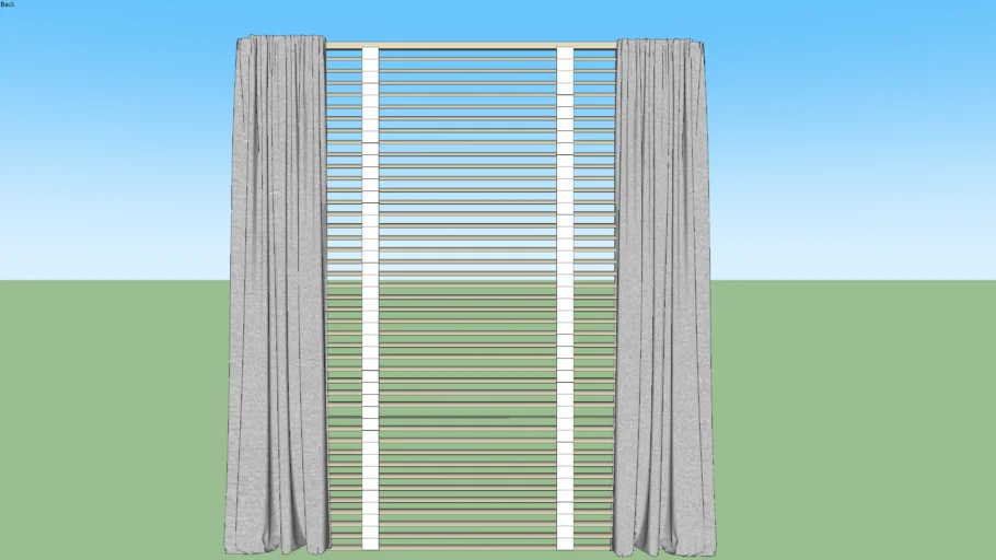 Double Window Treatment Curtains with Venetian Blinds with tape trim on french return rod