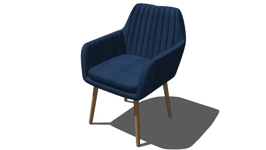 Chaise tissu bleu capitonné SHELL