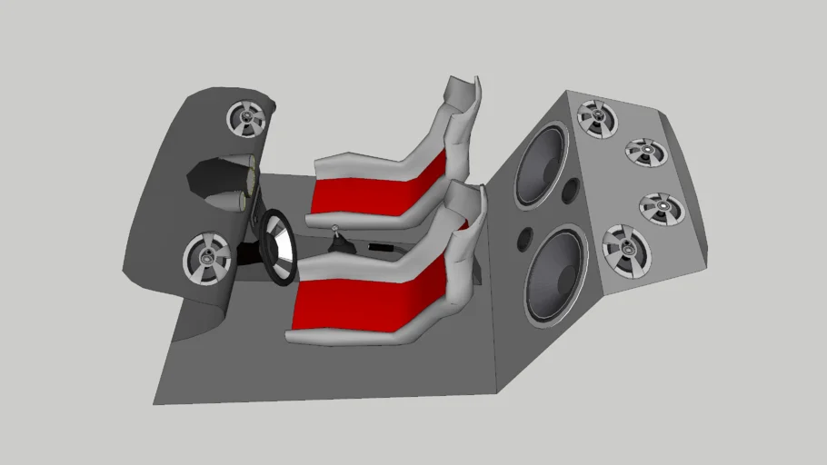 Simple car interior with speakers