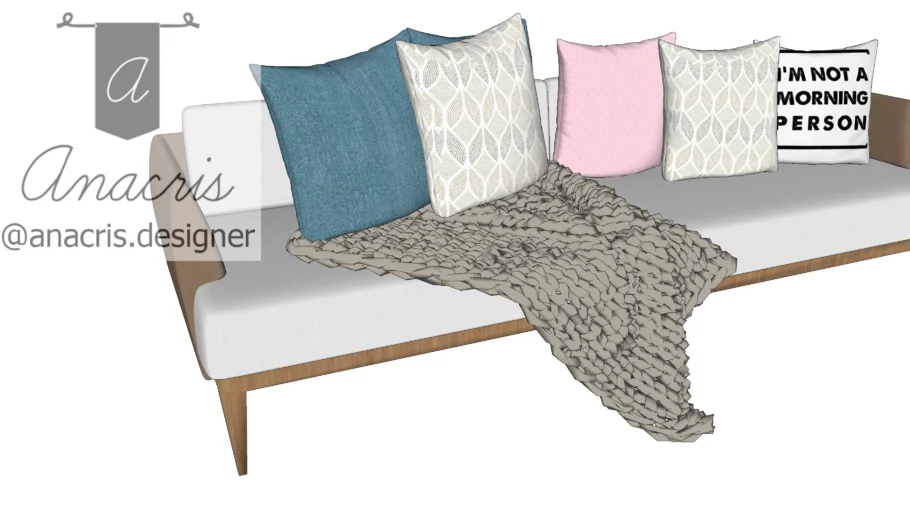 SOFA COM ALMOFADAS E MANTA