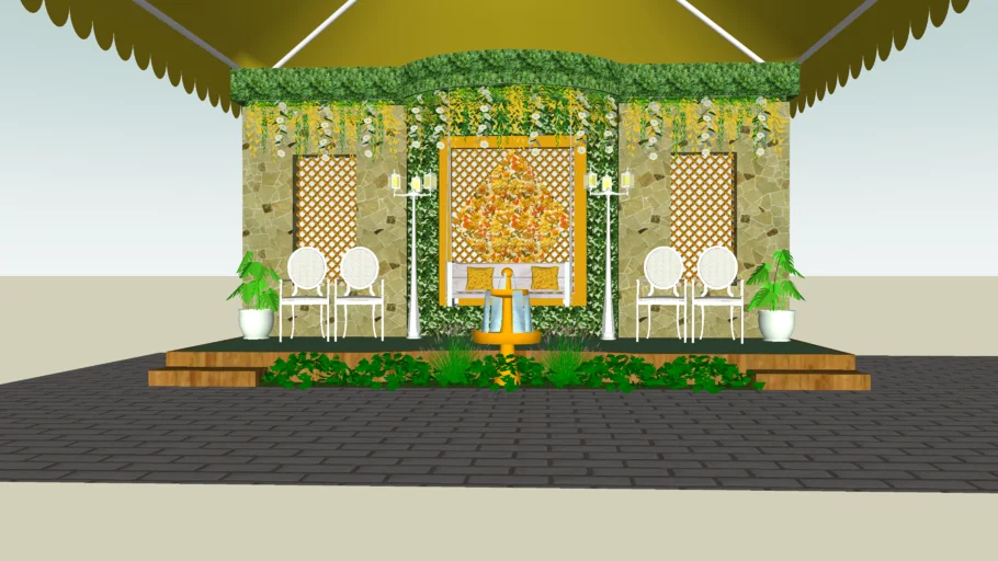 Gold and Green, Wedding Backdrop Decoration with Tent