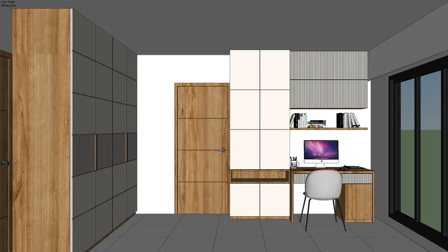 WARDROBE & STUDY TABLE sketchup model