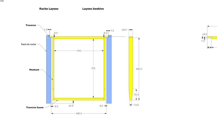Cadre de ruche Layens / Layens beehive frame