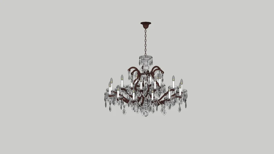 RH 19TH C. ROCOCO IRON & CRYSTAL ROUND CHANDELIER 28"