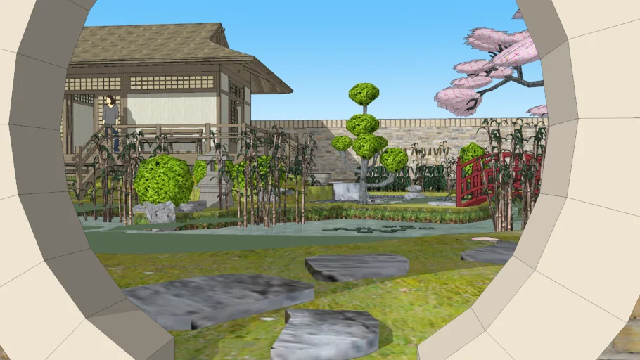 Japanese teahouse with garden