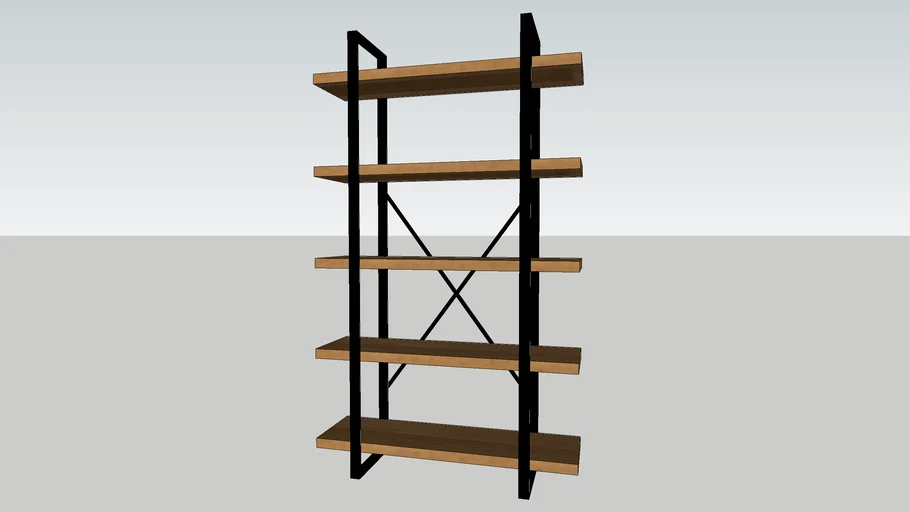 MODERN BOOKSHELF- BLACK METAL WITH WOOD
