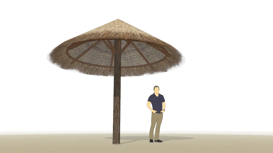Single post cabana with grass roof