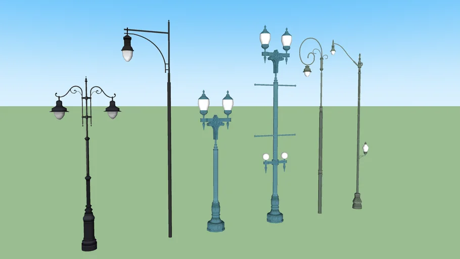 Decorative street lamp set 3