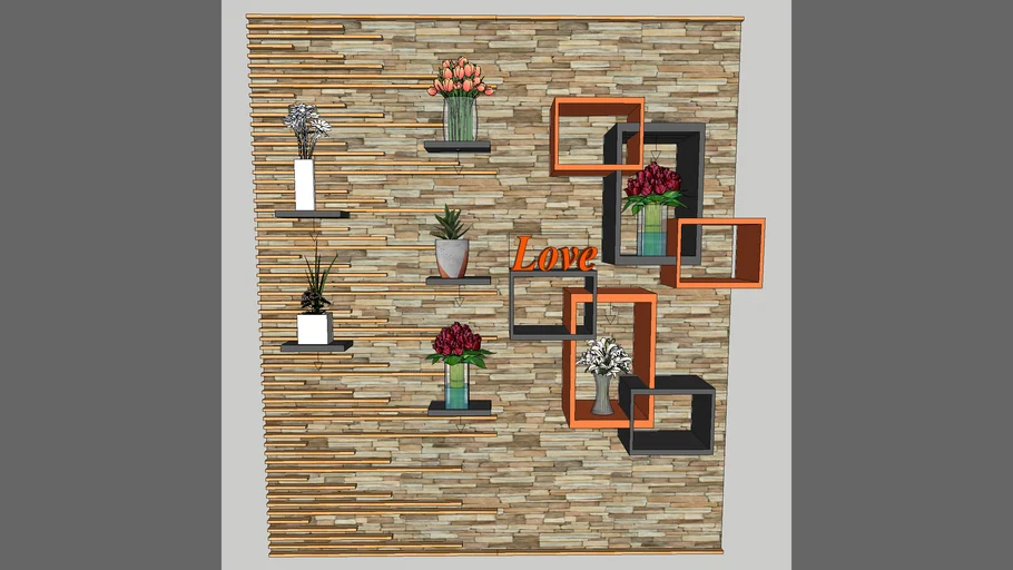 wall cladding of Stone and wood.