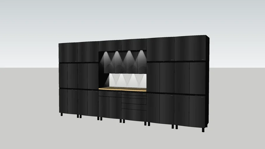 Contur 15 ft Karbon Black Steel Garage Cabinet Set