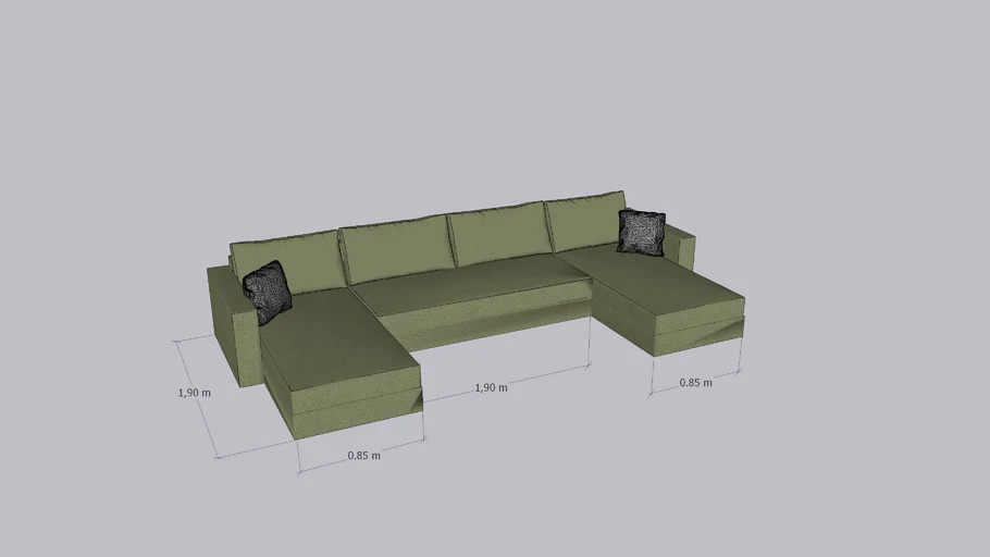 Sillón modular en forma de C - 3 cuerpos