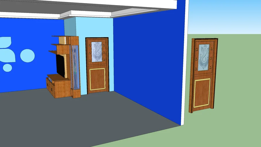 t.v unit with puja room door