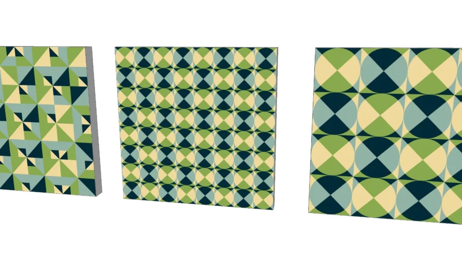Quadro Alexandre Mancini - Série Green and Blue 01, 02 e 03