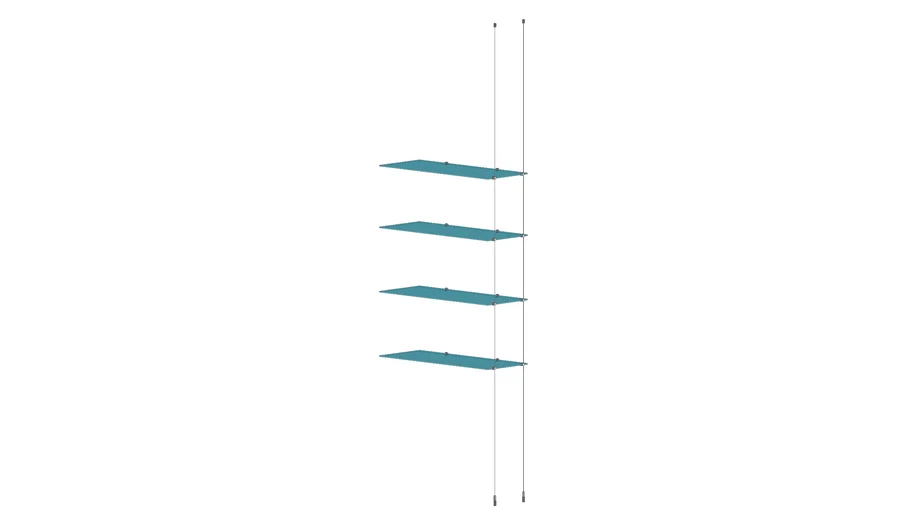 Cable Ceiling to Floor - 4 Glass Shelve - Add-on Unit