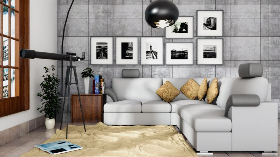 Comfort Seating Concept 008 : White leather L shaped sofa