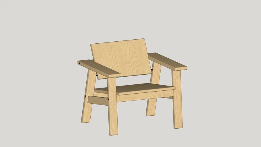 Pine Plank Armchair. D650 x W780 x H715 mm