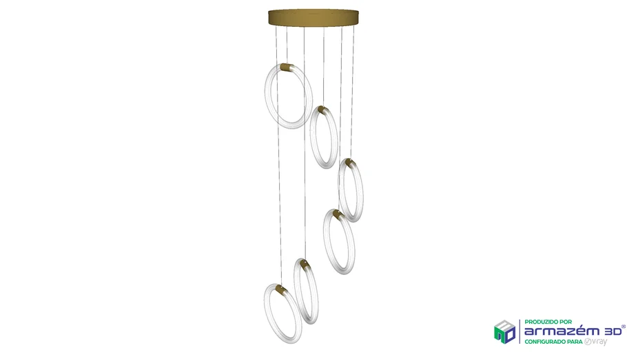 Lustre AURA Ouro com Pendentes em Arco de LED
