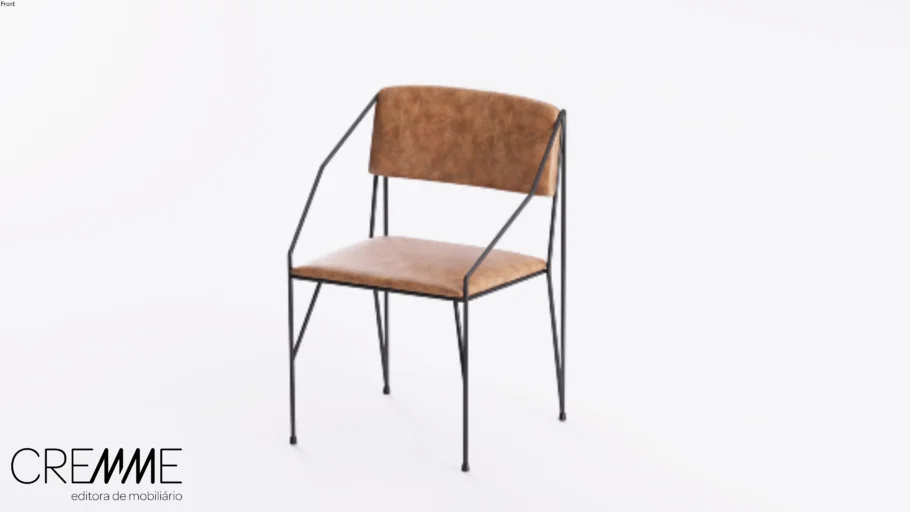 Cadeira Papier com braço - Aço e estofado couro/tecido - Moderna/minimalista/design/mesa/sala/jantar