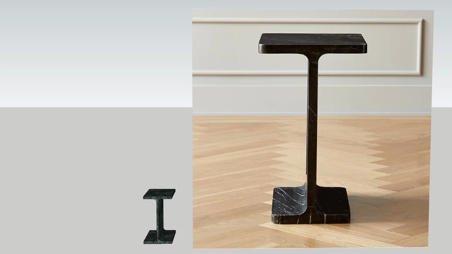 CB2- I BEAM BLACK MARBLE SIDE TABLE