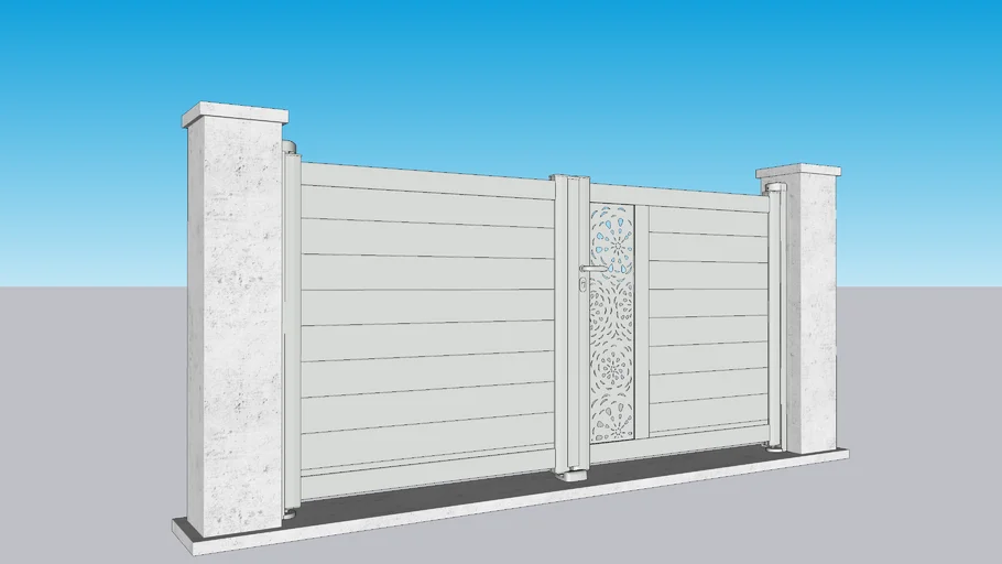 Portail Aluminium Battant ARZUR - Décor Zoa 7035