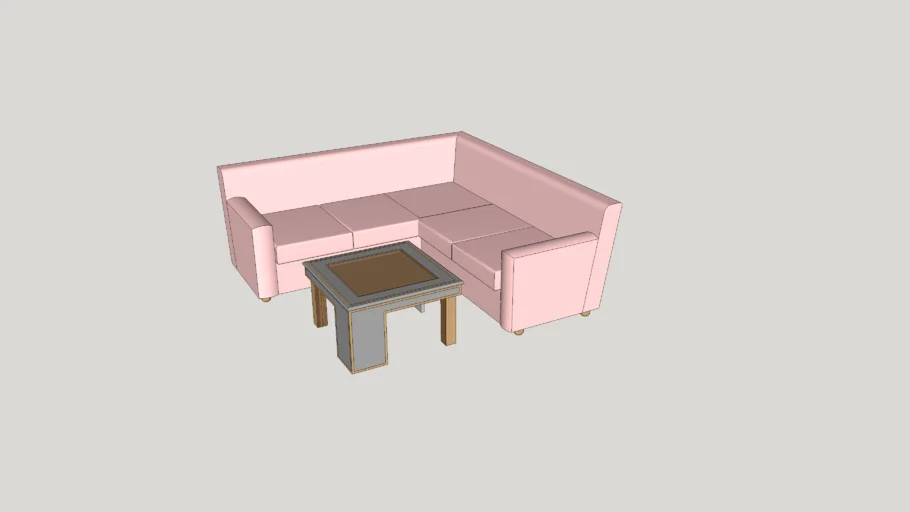 CORNER SOFA + GLASS TOP DISPLAY COFFEE TABLE