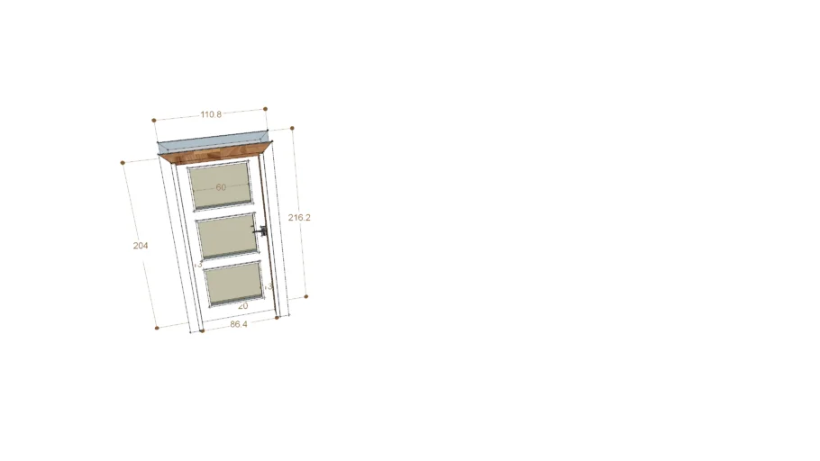 SINGLE GLASS DOOR W 90 CM H 240 CM