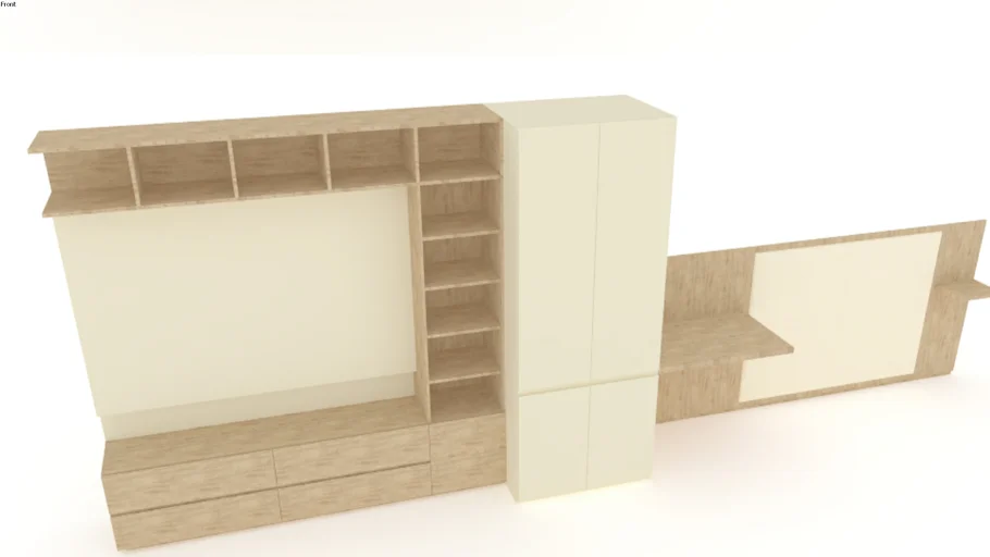 Mueble TV con placard y respaldo  |  TV furniture with closet and back