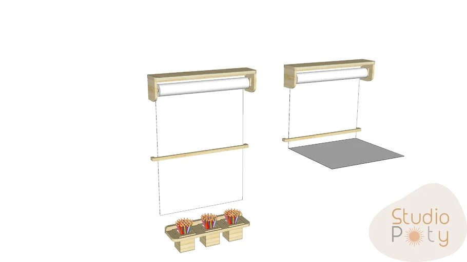 Suporte para rolo de desenho com Porta Lápis
