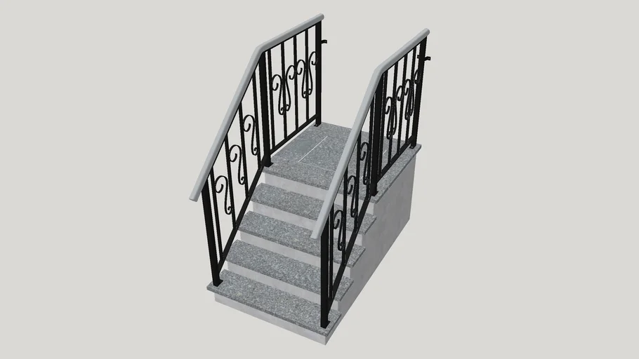 Escalier droit avec palier 2 | Straight staircase with landing 2