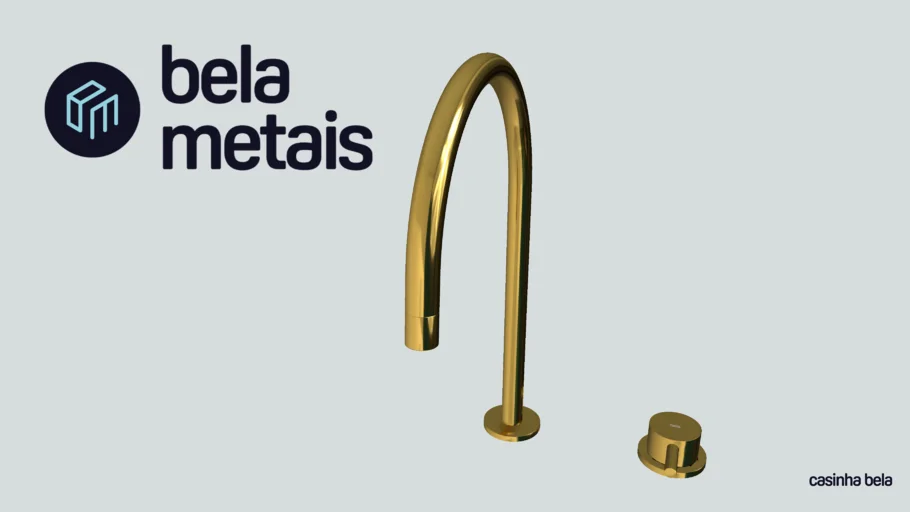 Torneira Monocomando Alta para Banheiro Milos Dourada (TB128)