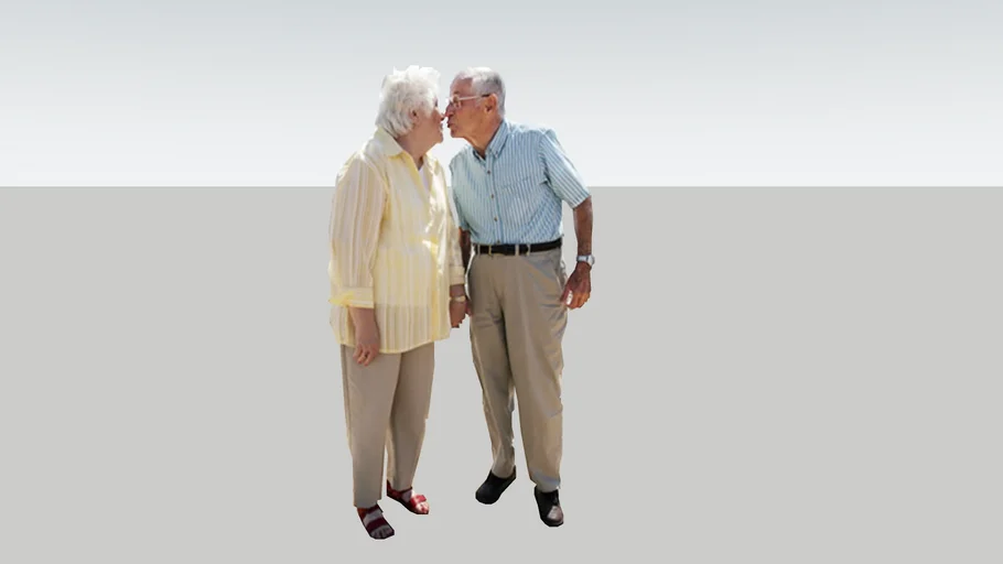Old Couple Kissing