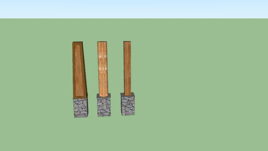 Wood and Stone Pillars