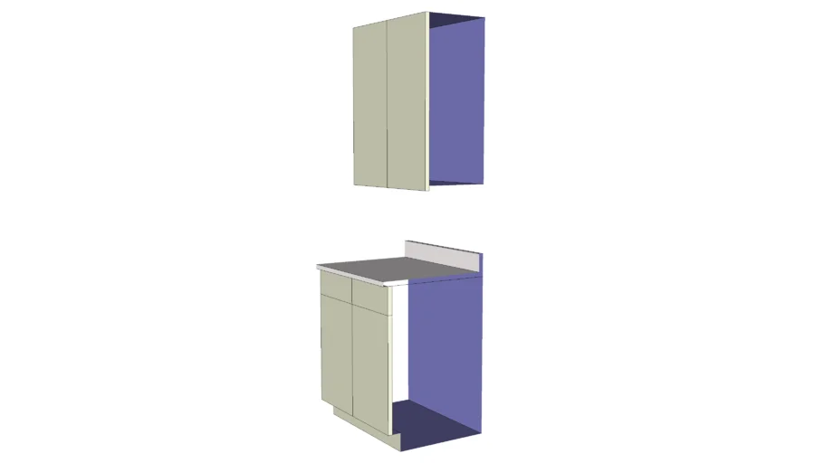 Counter cabinet with matching overhead cabinet