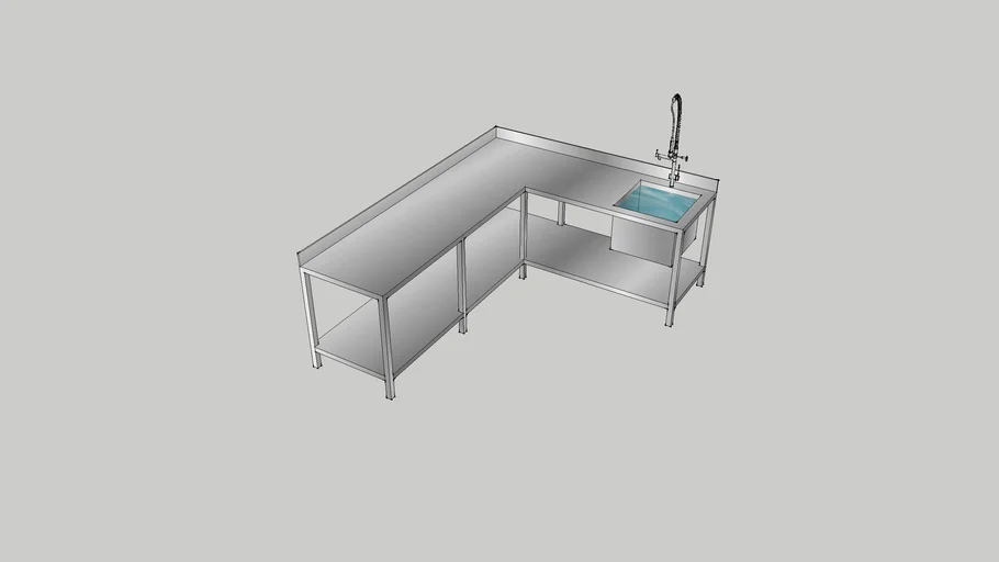 MESA ACERO INOX 90º CON PICA Y GRIFO IZQUIERDAS