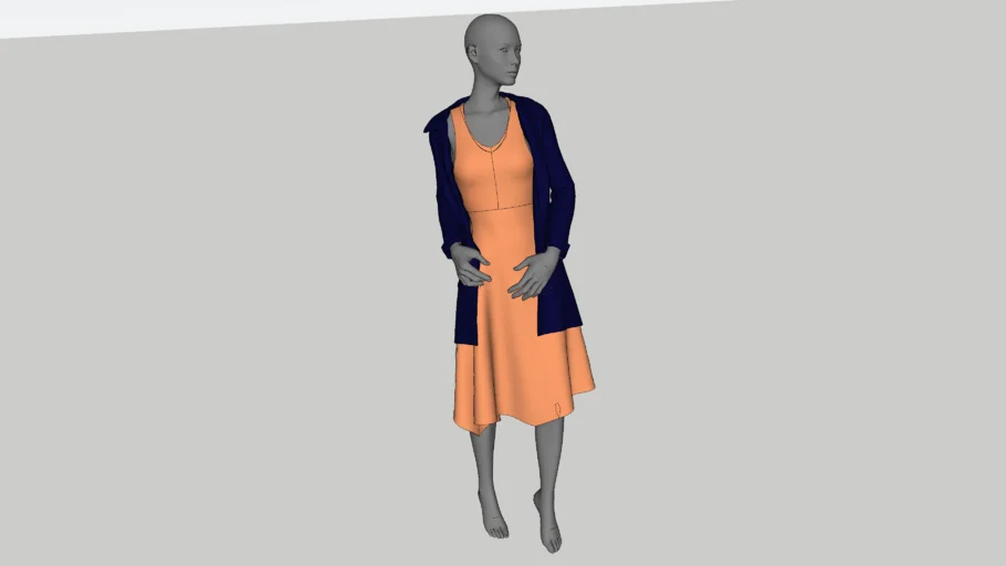 Manequim com vestido e casaco