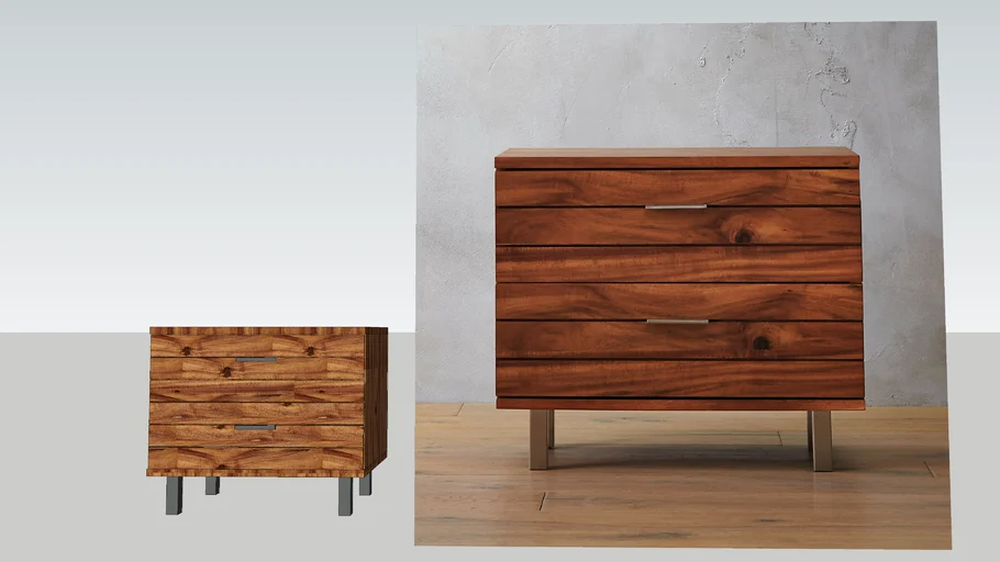 CB2- LINEAR 2-DRAWER WOOD NIGHTSTAND