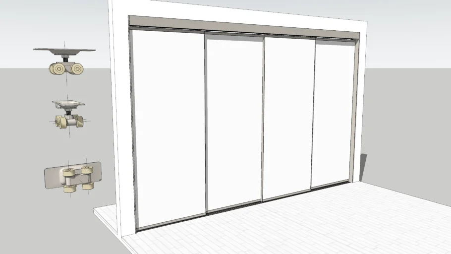 Sliding Closet Doors with Hardware (High Detail)